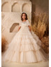 Beaded Lace Tulle Ruffled Flower Girl Dress